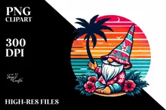 Retro Tropical Gnome Sunset | Clipart Product Image 1