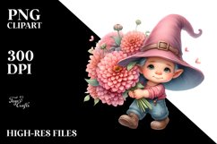 Adorable Gnome with Zinnia PNG Product Image 2
