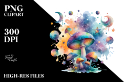 Magical Watercolor Splash Mushroom | Clipart Product Image 2