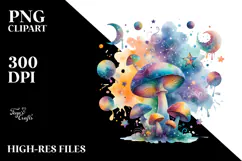 Magical Watercolor Splash Mushroom | Clipart Product Image 2