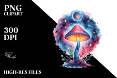 Magical Watercolor Splash Mushroom | Clipart Product Image 1