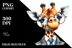 Funny Giraffe Portrait Suit | Watercolor Clipart Product Image 3