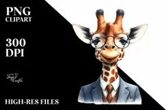 Funny Giraffe Portrait Suit | Watercolor Clipart Product Image 1