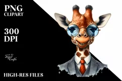 Funny Giraffe Portrait Suit | Watercolor Clipart Product Image 1