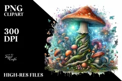 Magical Mushroom Watercolor Splash, PNG Product Image 3