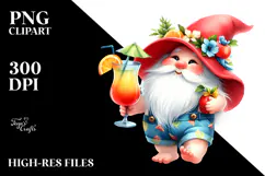 Whimsical Gnome Drinking a Cocktail, High-Res PNG Product Image 2