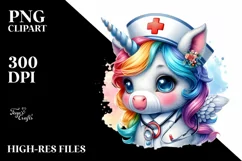 Baby Unicorn Nurse, Charming PNG Product Image 1
