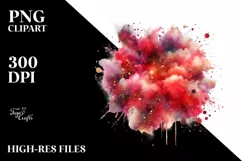 Colorful Redish Watercolor Splash with Glitery Texture Product Image 3