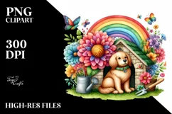 Dog House and Colorful Flowers | Clipart Product Image 3