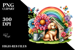 Dog House and Colorful Flowers | Clipart Product Image 2