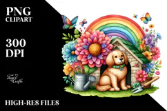 Dog House and Colorful Flowers | Clipart Product Image 2