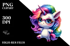 Cute Unicorn Dancing with Cool Haircut PNG Product Image 2
