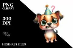 Funny Standing Dog in Party Hat Clipart Product Image 1