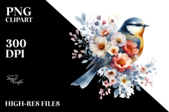 Watercolor Bird Half Flowers, Transparent PNG Product Image 2