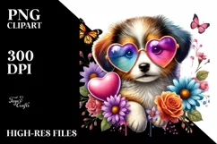 Puppy with Heart Sunglasses PNG Product Image 2