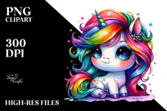 Cute Vibrant Unicorn PNG Product Image 2