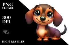 Watercolor Cute Cartoon Dachshund, Transparent PNG Product Image 2