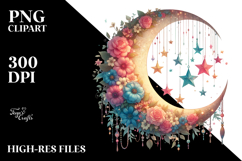 Vibrant Half Moon with Sunflowers PNG Product Image 2