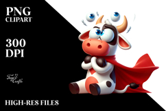 Dramatic Cow with Superhero Cape PNG Product Image 2