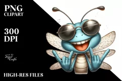 Funny Dragonfly Rocker Sign | Watercolor Clipart Product Image 1