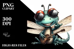 Funny Dragonfly Rocker Sign | Watercolor Clipart Product Image 3