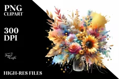 Colorful Abstract Bouquet with Gold Foil Sunflower | Product Image 1