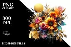 Colorful Abstract Bouquet with Gold Foil Sunflower | Product Image 3