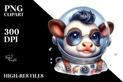 Baby Cow Astronaut PNG Product Image 2