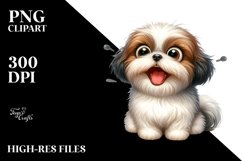 Crazy Shih Tzu Watercolor Clipart Product Image 3