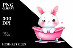 Sitting Bathtub Baby Bunny PNG Product Image 2
