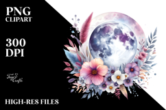 Vibrant Moon Boho Flower| Clipart Product Image 2