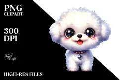 Happy Cartoon Bichon Frise PNG Product Image 2