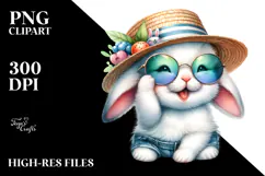 Cute Bunny with Hat and Sunglasses PNG Product Image 2