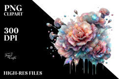 Abstract Colorful Carnation Made of Diamond PNG Product Image 2