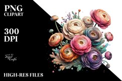 Pastel Stained Ranunculus, Transparent PNG Product Image 3