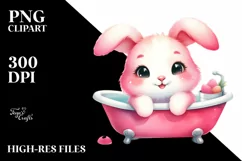 Vibrant Bunny in Bathtub PNG Product Image 2