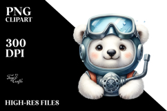 Funny Polar Bear Scuba Helmet | Clipart Product Image 2