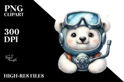 Funny Polar Bear Scuba Helmet | Clipart Product Image 2