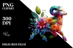 Abstract Floral Lamb PNG Product Image 2