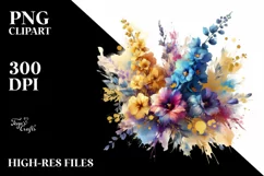 Vibrant Bouquet with Gold Foil | Clipart Product Image 3