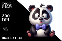 Cartoon Panda with Bow Tie PNG Product Image 2
