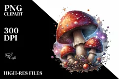 Shiny Magical Mushroom Watercolor Splash, Transparent PNG Product Image 3