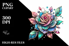 Vibrant Stained Rose, Detailed PNG Product Image 1