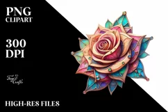 Vibrant Stained Rose, Detailed PNG Product Image 1