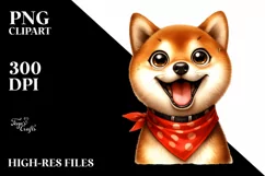 Colorful Shiba Inu Watercolor | Clipart Product Image 1