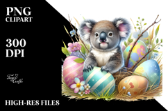 Digital Watercolor Baby Koala Easter PNG Product Image 2