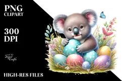 Digital Watercolor Baby Koala Easter PNG Product Image 2