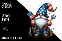 Patriotic Locksmith Gnome Watercolor Clipart Product Image 1