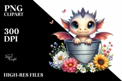 Watercolor Cute Baby Dragon PNG Product Image 1