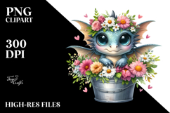 Cute Baby Dragon by the Bucket, Transparent PNG Product Image 2